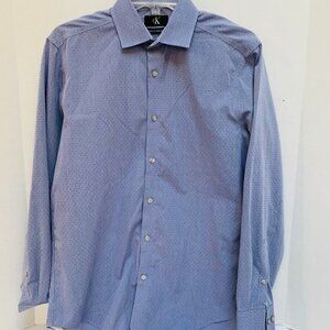 Calvin Klein Mens Long Sleeve Blue Dress Shirt Size 15.5-32-33 Slim Fit